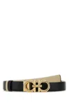 Ferragamo Black Reversible Golden Buckle Belt