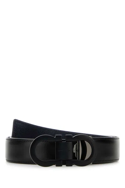 FERRAGAMO BLACK LEATHER REVERSIBLE BELT