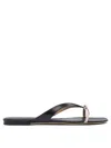 Ferragamo Black Leather Sandals With Thong Strap In Burgundy
