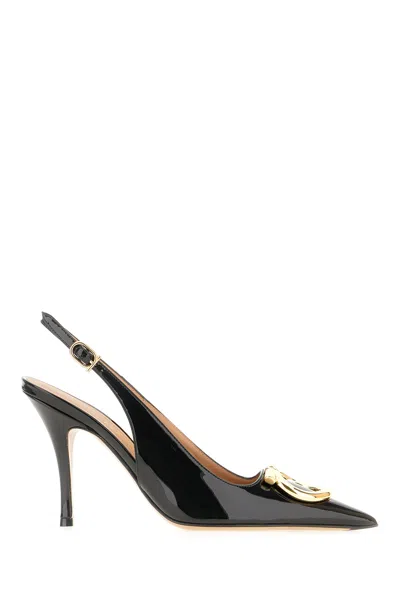 Ferragamo Black Leather Sara Pumps