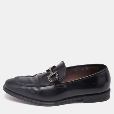 Pre-owned Ferragamo Black Leather Seattle Loafers Size 40.5