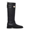 Ferragamo Roly Buckled Leather Knee Boots In Black