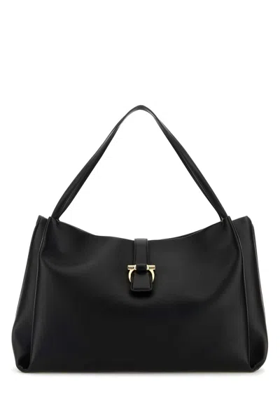 Ferragamo Black Leather Shopping Bag