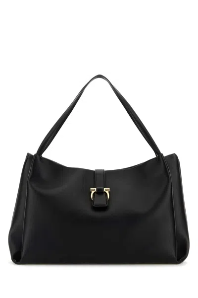 Ferragamo Black Leather Shopping Bag