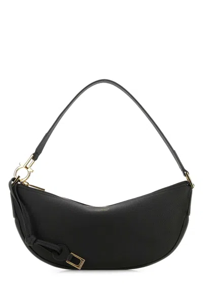 FERRAGAMO BLACK LEATHER SHOULDER BAG