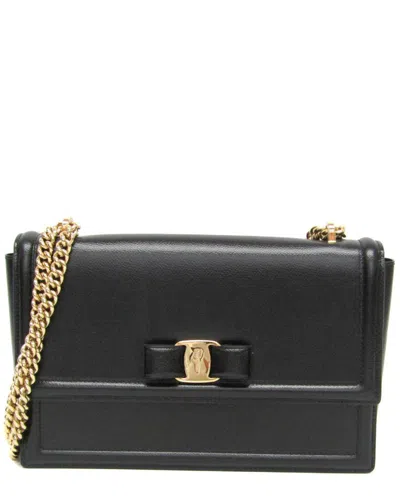 Pre-owned Ferragamo Black Leather Shoulder Bag (authentic Pre-loved)