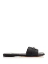 Ferragamo 'leah' Black Sandals With Gancini Plate On Front In Black