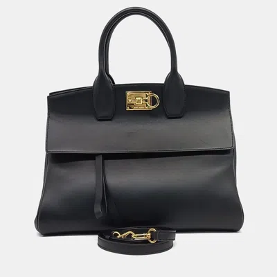 Pre-owned Ferragamo Black Leather Studio Bag