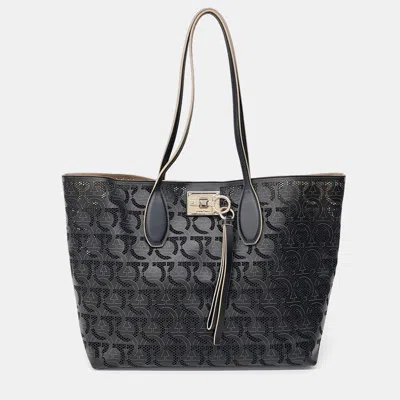 Pre-owned Ferragamo Black Leather Studio Shoulder Bag
