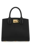 Ferragamo Black Leather The Studio Handbag