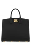 Ferragamo Gilded Hardware Tote With Handle And Metal Feet