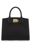Ferragamo Studio Box Mini Leather Top-handle Bag In Nerobonbon