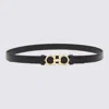 Ferragamo Black Leather Thin Gancini Belt