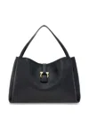 Ferragamo Buckle Strap Soft Structure Shoulder Bag In Black