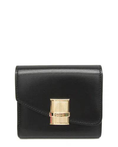 Pre-owned Ferragamo Black Leather Tri-fold Wallet (authentic Pre-loved)