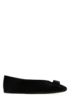 Ferragamo Leather Round Toe Ballerina Shoes With Bow Detail In Black