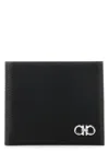 Ferragamo Black Leather Card Holder With Gancini Logo
