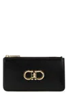 Ferragamo Leather Wallet Hardware Gold-tone In Black