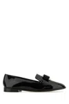 Ferragamo Glossy Patent Leather Low-heeled Pumps