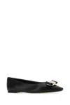 FERRAGAMO BLACK LEATHER ZEA BALLERINAS