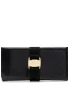 Ferragamo Black Lizard-embossed Leather & Nylon Vara Continental Wallet (authentic Pre-loved) In Black