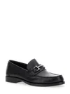 Ferragamo Bart Black Loafers With Embossed Gancini Detail On The Front In Leather Man In Black