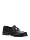 Ferragamo Bart Black Loafers With Embossed Gancini Detail On The Front In Leather Man
