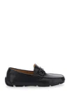 Ferragamo Black Loafers With Ganicini Plaque On The Front In Leather Man In Black