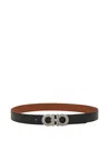 Ferragamo Reversible And Adjustable Gancini Belt In Black