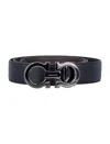 Ferragamo Black Logo Buckle Cut To Size Belt In Black