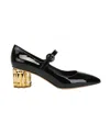 Ferragamo Black Logo Buckle High Heels In Black