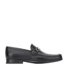 Ferragamo Gancini Ornament Loafers In Calf Leather In Black