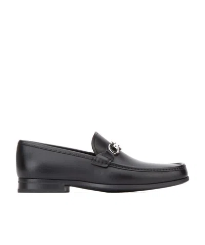 FERRAGAMO BLACK LOGO BUSINESS CASUAL SHOES