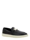 Ferragamo 'crio' Black Loafers With Logo Plaque In Black