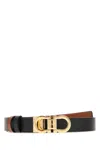 Ferragamo Black Logo Reversible Belt In Multi