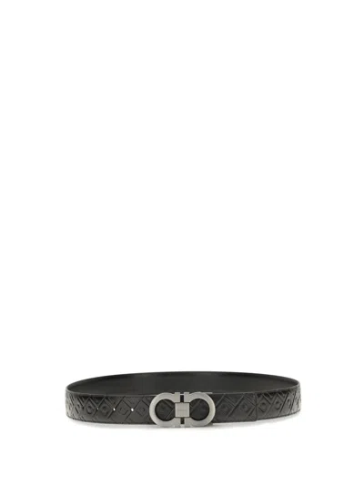Ferragamo Black Logo Reversible Belt
