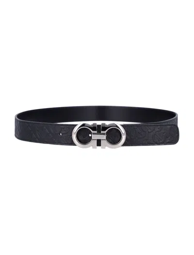 Ferragamo Black Logo Reversible Belt