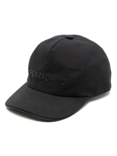 Ferragamo Black Logo-rubberised Cotton Cap
