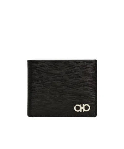 FERRAGAMO BLACK LOGO SHORT WALLET