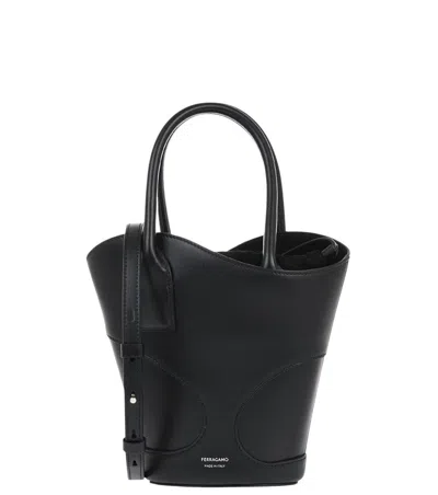 Ferragamo Black Logo Small Tote