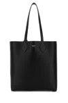 Ferragamo Leather Shopping Bag Double Handles In Black
