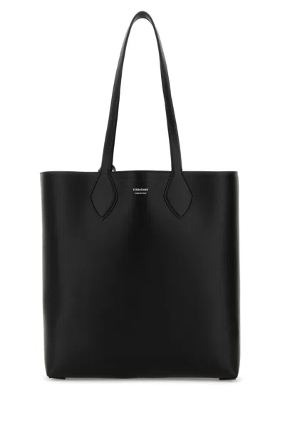 FERRAGAMO BLACK LOGO TOTE