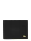 Ferragamo Gancini Bi-fold Wallet In Grained Leather In Black