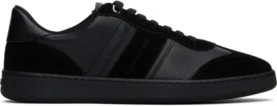 FERRAGAMO BLACK LOW TOP SIGNATURE SNEAKERS