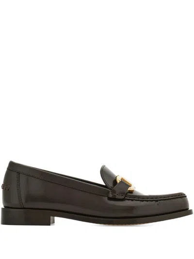 Ferragamo Black Maryan 2 Polished Leather Loafers