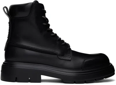 Ferragamo Black Maxi-tongue Combat Boots In Nero