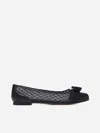 Ferragamo Varina Mesh Ballet Flats In Black