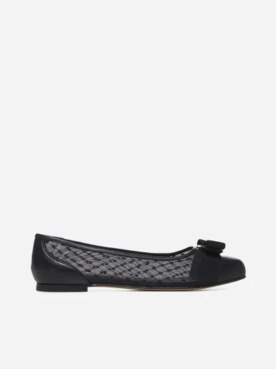Ferragamo Mesh Flat Shoes In Black