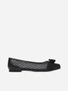 Ferragamo Varina Mesh Leather Ballet Flats