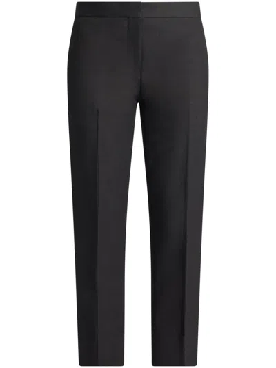 FERRAGAMO BLACK MID-RISE TAILORED TROUSERS